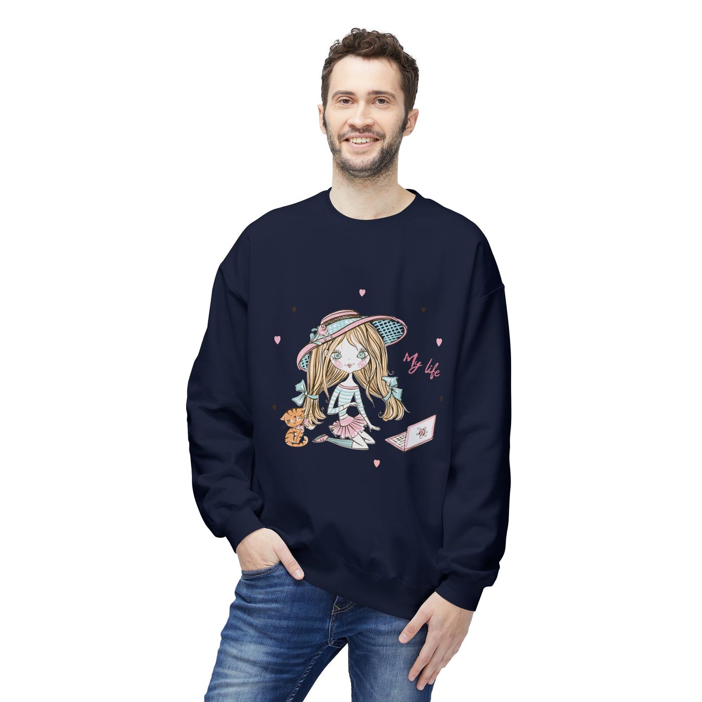 Cute Illustrated Crewneck Sweatshirt, Cozy Everyday Wear, Gift for Her, Fun Fashion, Casual Outfit, Birthday Present