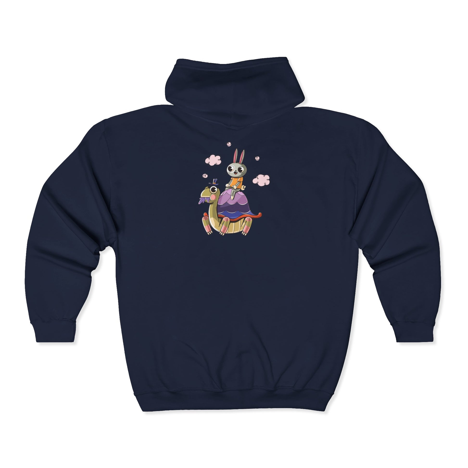 Whimsical Rabbit and Turtle Zip-Up Hoodie