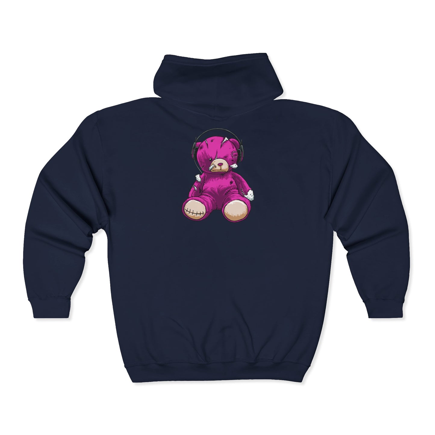 Cute Teddy Bear Zip-Up Hoodie, Cozy Sweatshirt, Gift for Kids, Music Lover's Apparel, Birthday Present, Casual Wear