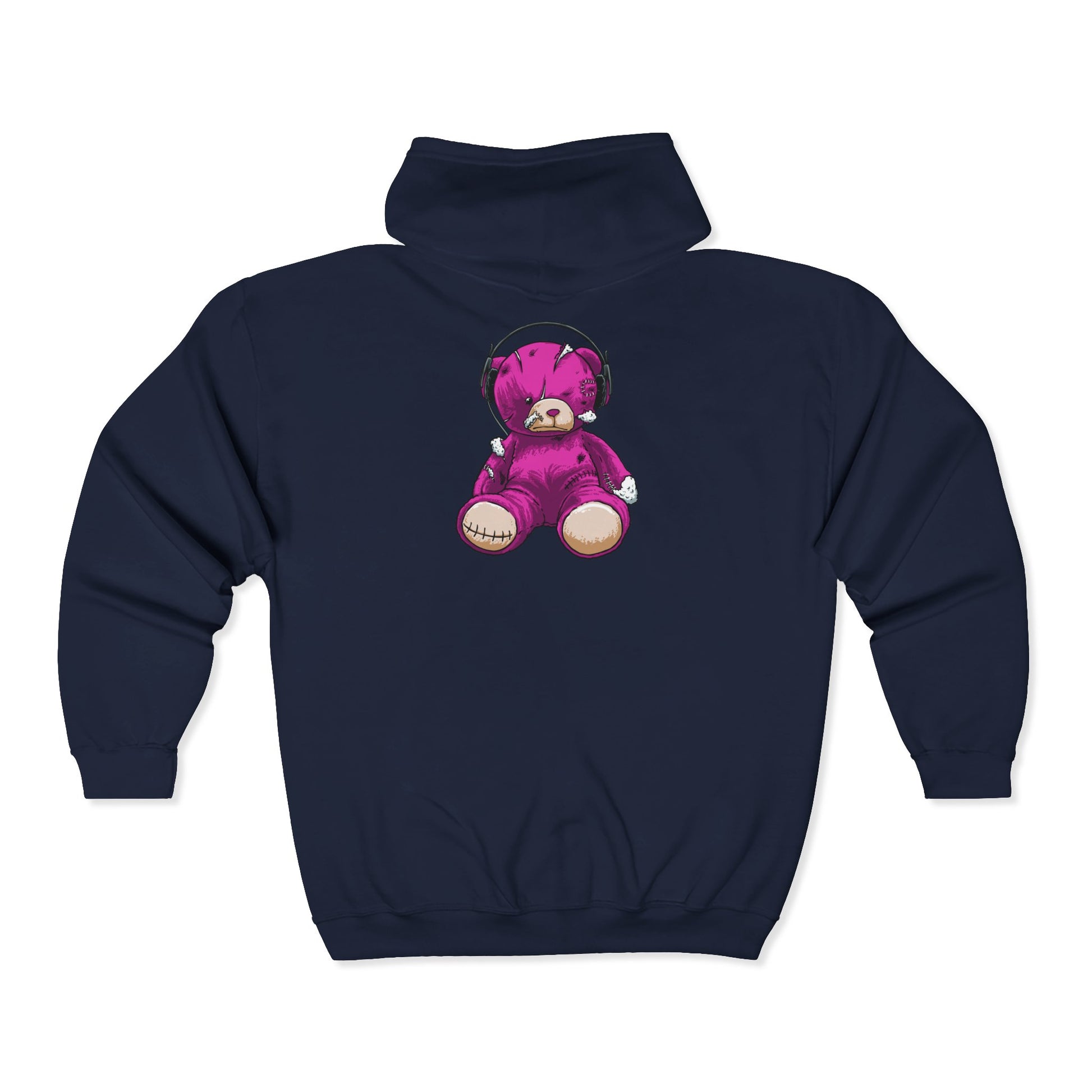 Cute Teddy Bear Zip-Up Hoodie, Cozy Sweatshirt, Gift for Kids, Music Lover's Apparel, Birthday Present, Casual Wear