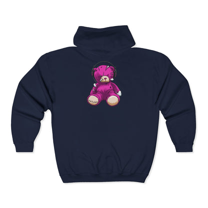 Cute Teddy Bear Zip-Up Hoodie, Cozy Sweatshirt, Gift for Kids, Music Lover's Apparel, Birthday Present, Casual Wear