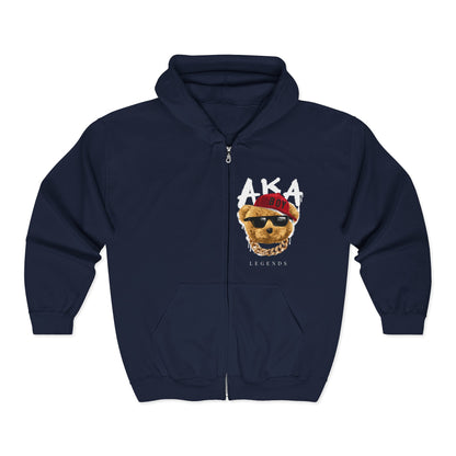 Cool Dog Legend Zip Hoodie, Animal Lover Gift, Vintage Style, Unisex Sweatshirt for Pet Owners, Funny Hoodie for Friends Navy