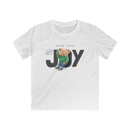 Joyful Kids Tee - Adorable Bear Graphic, Fun Softstyle Shirt for Children, Perfect for Birthdays, Holidays, Everyday Wear White