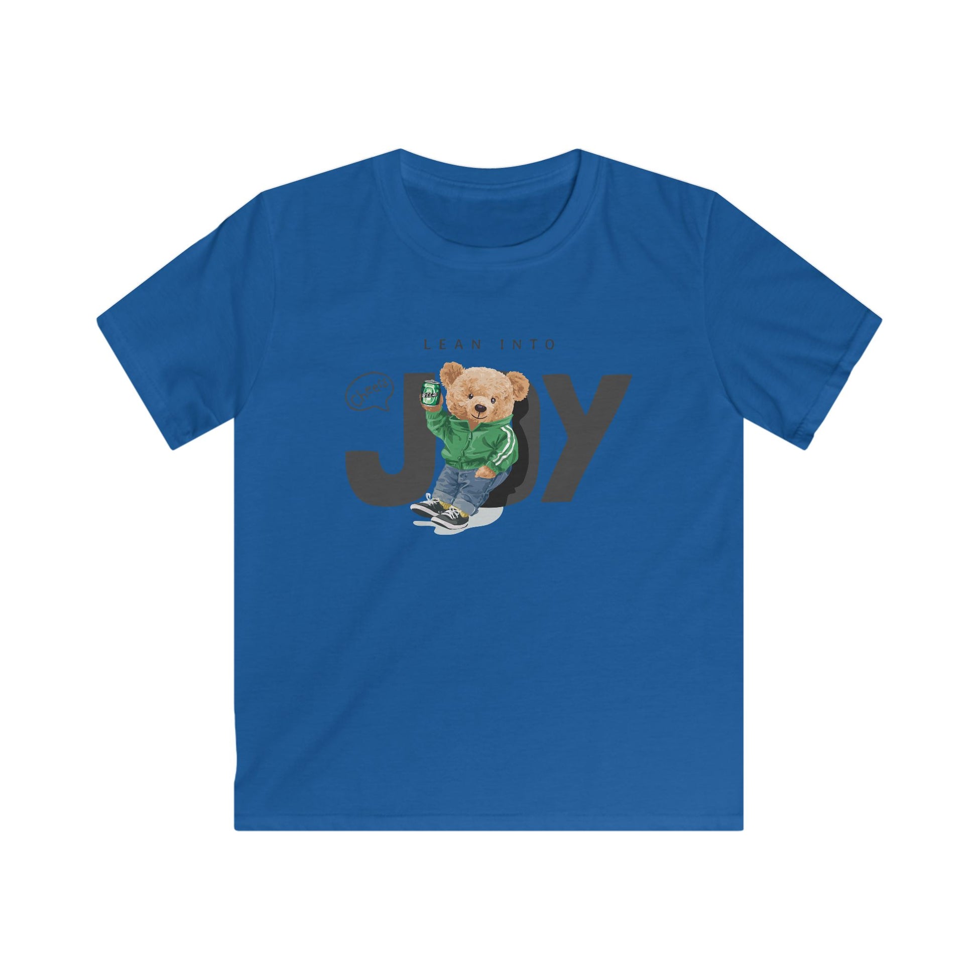 Joyful Kids Tee - Adorable Bear Graphic, Fun Softstyle Shirt for Children, Perfect for Birthdays, Holidays, Everyday Wear Royal