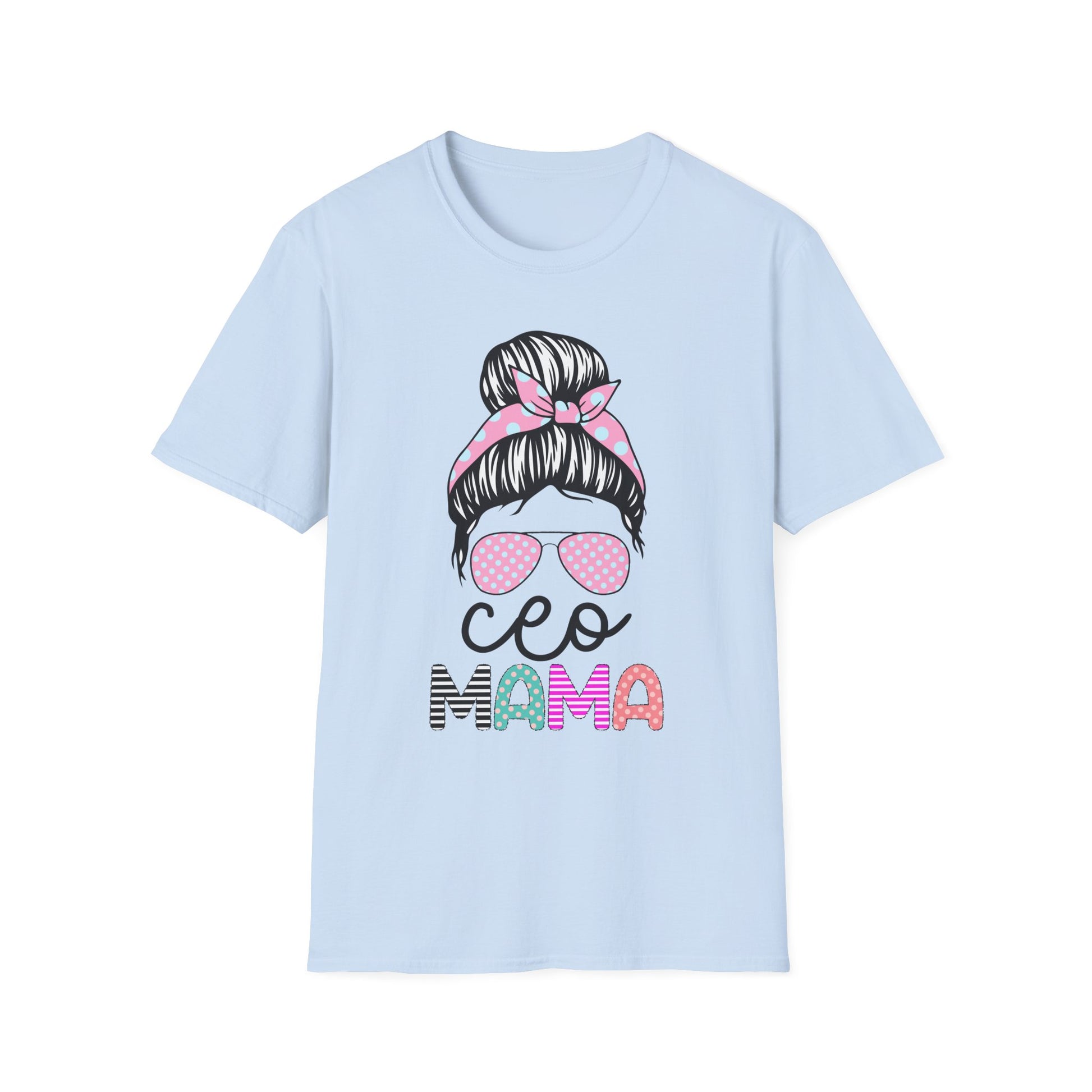 CEO Mama Graphic T-Shirt - Unisex Softstyle Tee, Perfect Gift for Mom, Birthday, Mother's Day, Casual Wear, Relaxed Fit Light Blue