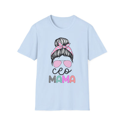 CEO Mama Graphic T-Shirt - Unisex Softstyle Tee, Perfect Gift for Mom, Birthday, Mother's Day, Casual Wear, Relaxed Fit Light Blue
