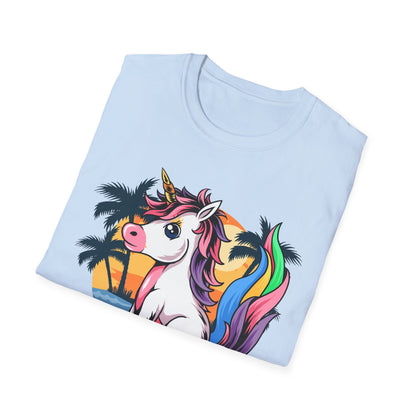 Skateboarding Unicorn T-Shirt, Cute Graphic Tee for Teens, Fun Summer Wear, Gifts for Unicorn Lovers, Beach Day Outfit
