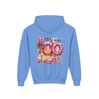 Youth Hooded Sweatshirt - Little Miss 100 Days Smarter Celebration Gift, Kids Birthday, School Milestone, Fun Apparel, Cute Kids Outfit