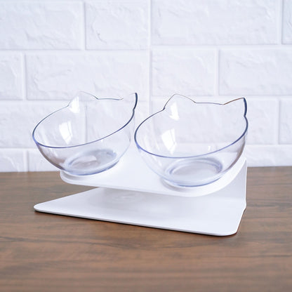 Cat Double Bowl Cat Food Bowl Protects Cervical Vertebra Double white