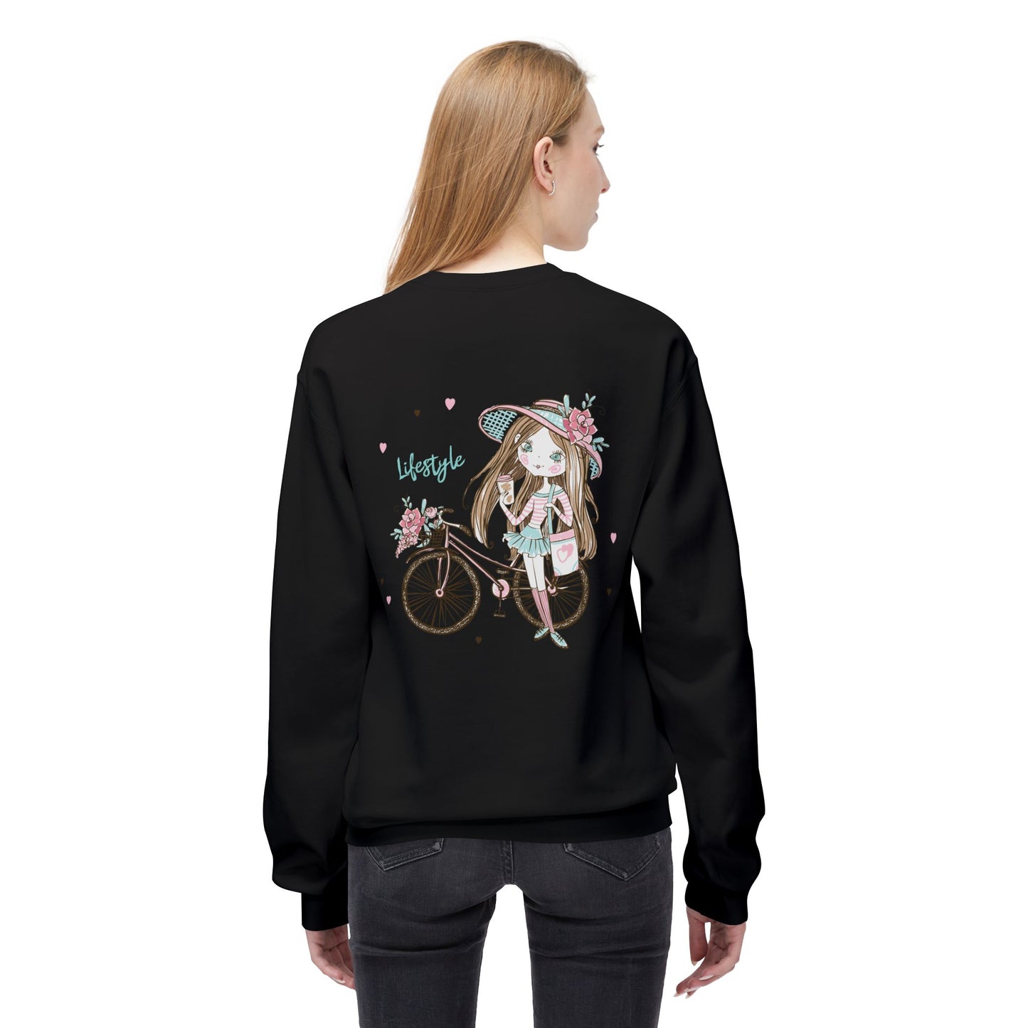 Chic Fleece Sweatshirt with Whimsical Bicycle Design - Perfect for Cozy Days, Gift for Cyclists, Cute Outfit for Spring, Birthday