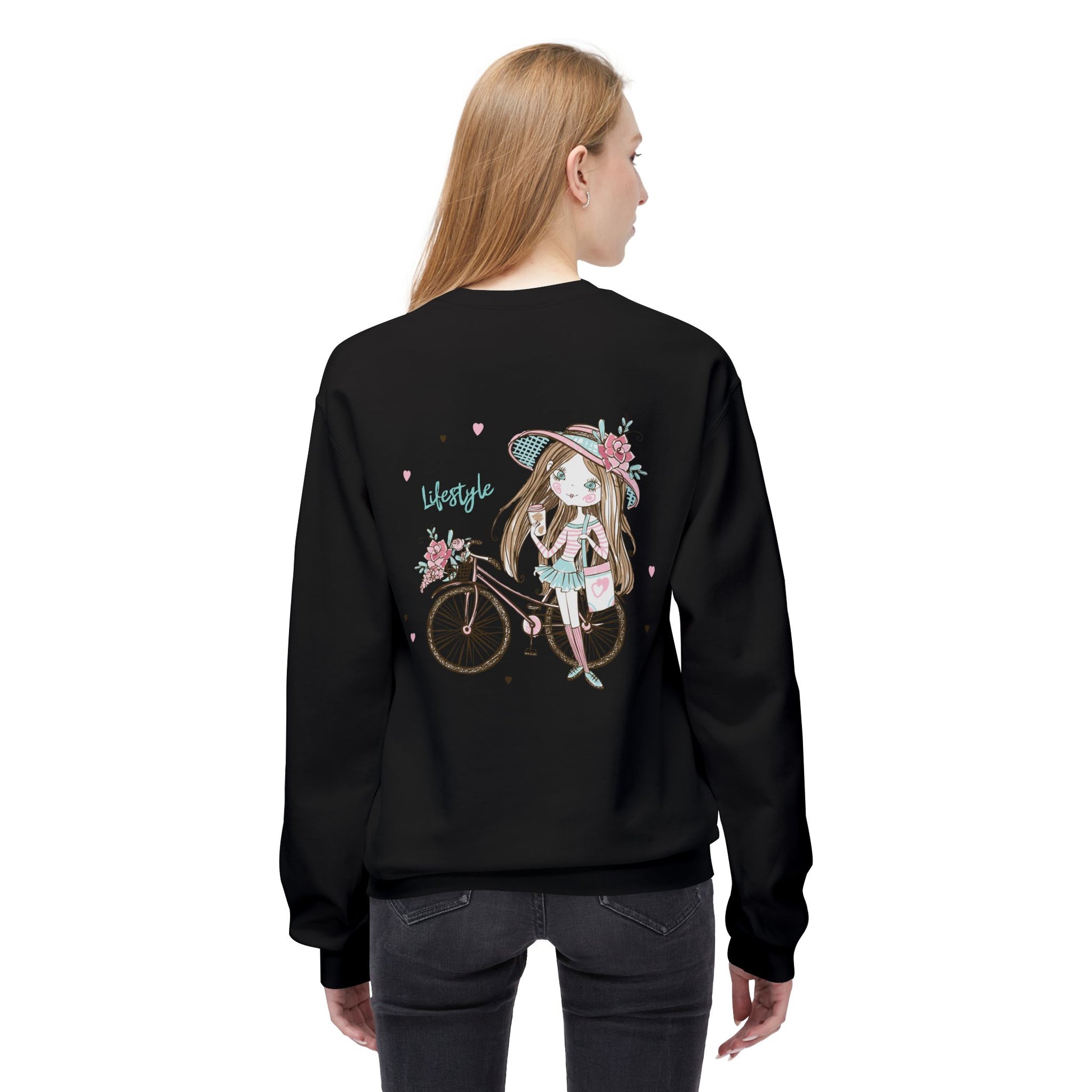 Chic Fleece Sweatshirt with Whimsical Bicycle Design - Perfect for Cozy Days, Gift for Cyclists, Cute Outfit for Spring, Birthday