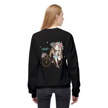 Chic Fleece Sweatshirt with Whimsical Bicycle Design - Perfect for Cozy Days, Gift for Cyclists, Cute Outfit for Spring, Birthday