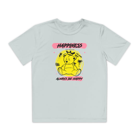 Youth Happiness Tee | Always Be Happy Shirt, Trendy Kids T-Shirt, Fun Graphic Tee, Positive Vibes Attire, Birthday Gift for Kids Silver
