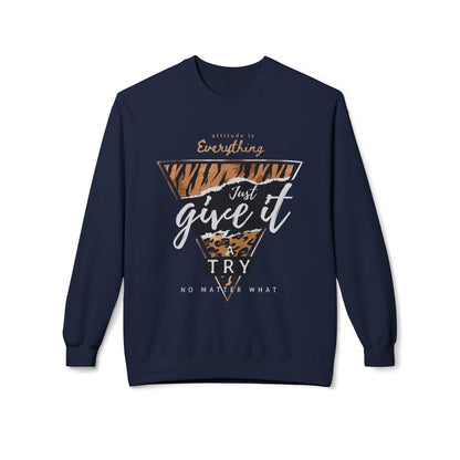 Motivational Crewneck Sweatshirt, Cozy Fleece Top, Inspirational Gift, Chill Vibes, Unisex Apparel, Perfect for Every Occasion Navy
