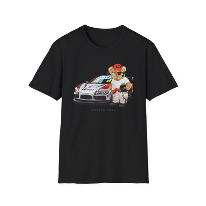 Racing Bear Unisex T-Shirt, Cute Animal Apparel, Car Lovers Gift, Fun Racing Shirt, Gift for Him/Her