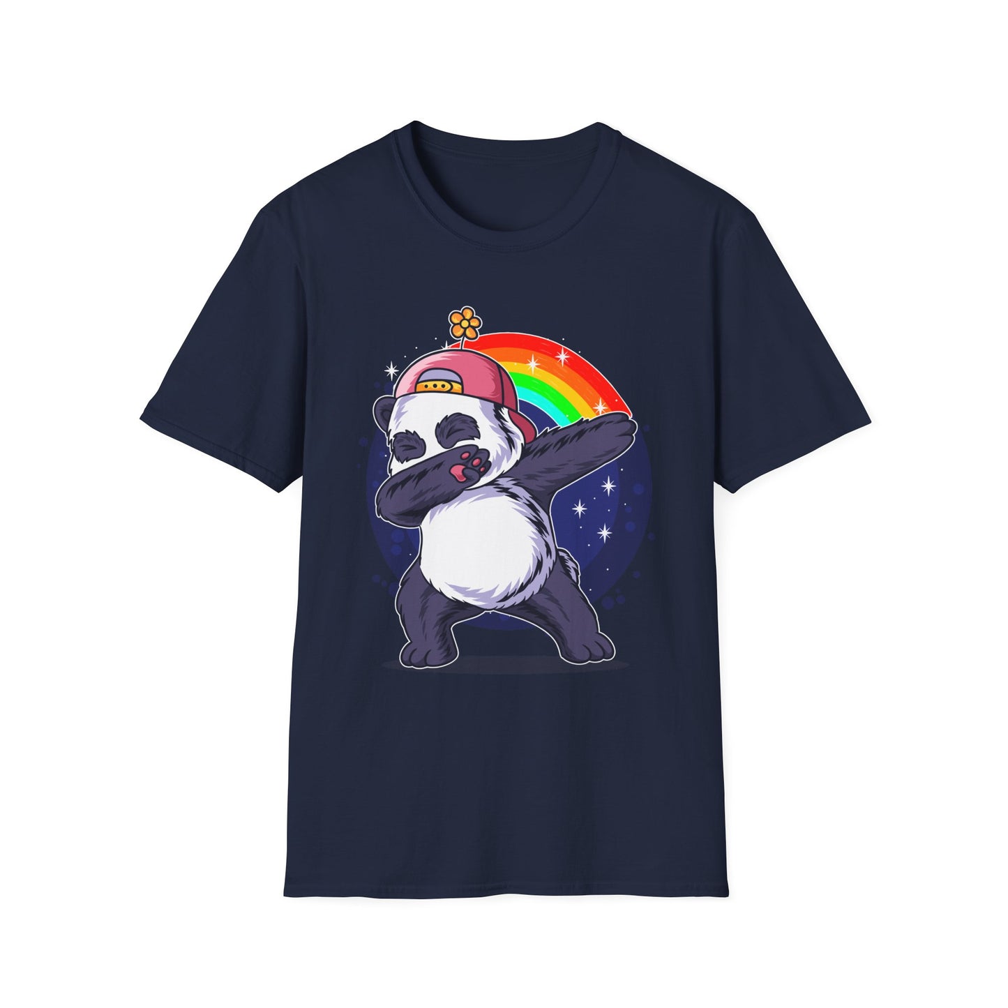 Rainbow Panda Unisex Softstyle T-Shirt, Cute Panda Tee, Gift for Animal Lovers, Fun Casual Wear, Birthday Present, Streetwear Fashion
