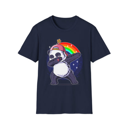 Rainbow Panda Unisex Softstyle T-Shirt, Cute Panda Tee, Gift for Animal Lovers, Fun Casual Wear, Birthday Present, Streetwear Fashion