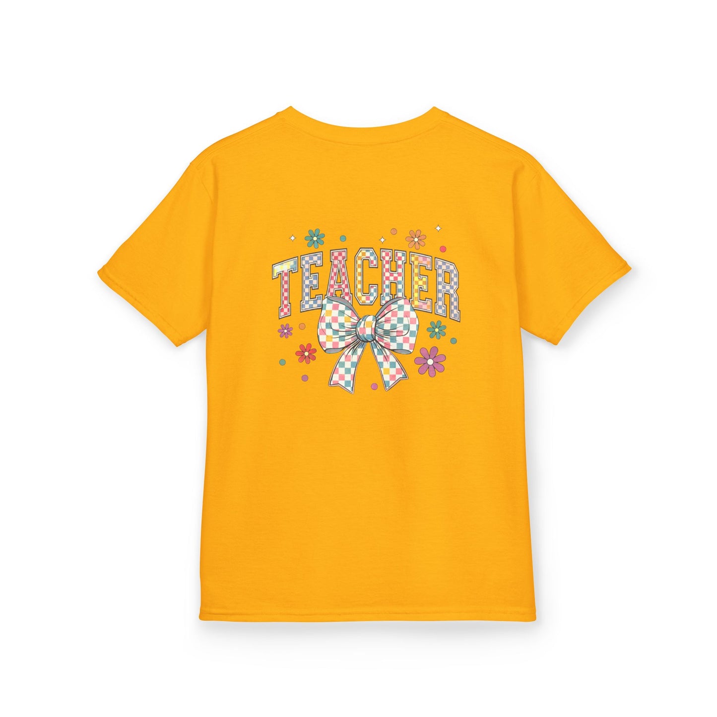 Teacher Kids Tee with Colorful Bow Design, Perfect for Back to School, Teacher Appreciation, Birthday Gift, Fun Classroom Wear