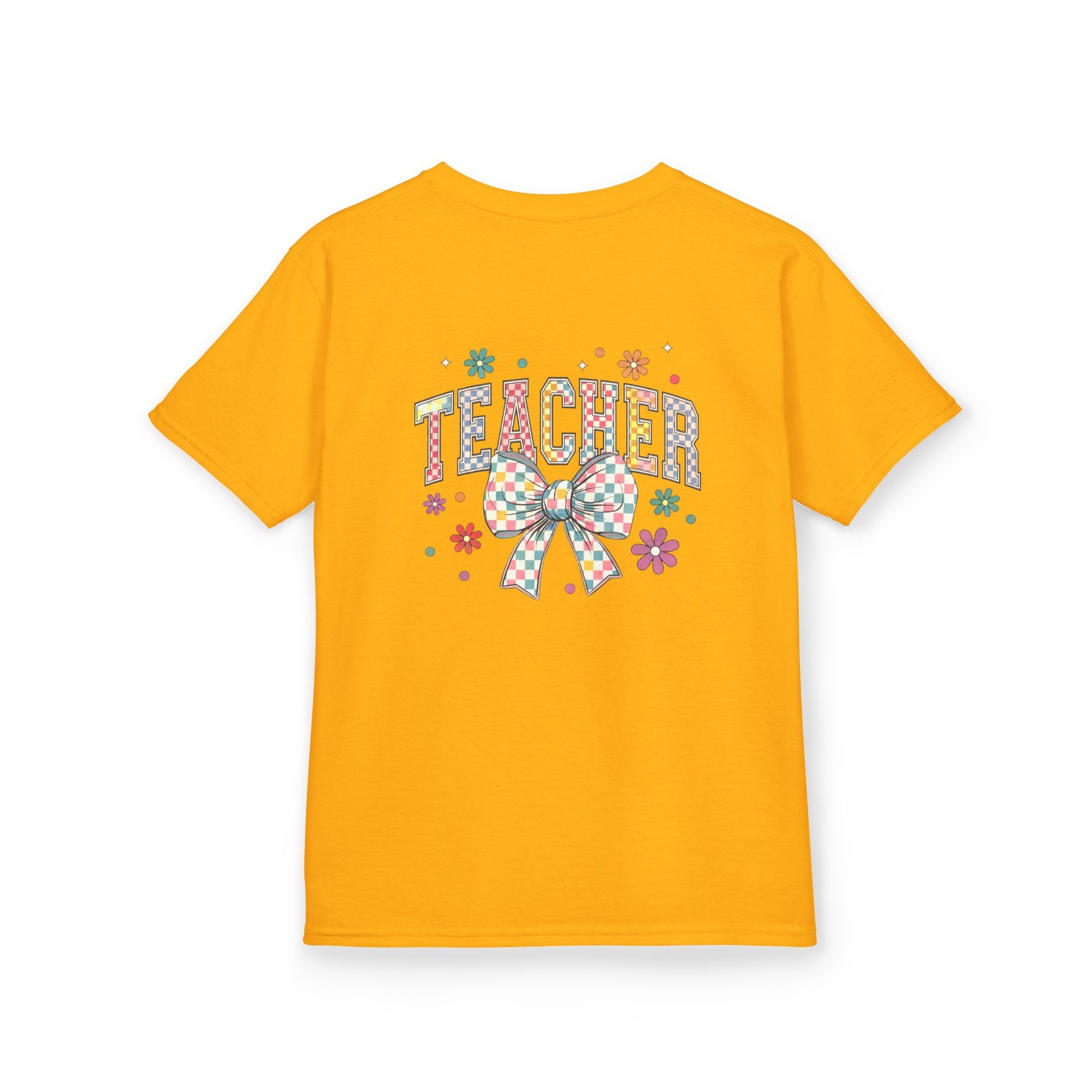 Teacher Kids Tee with Colorful Bow Design, Perfect for Back to School, Teacher Appreciation, Birthday Gift, Fun Classroom Wear