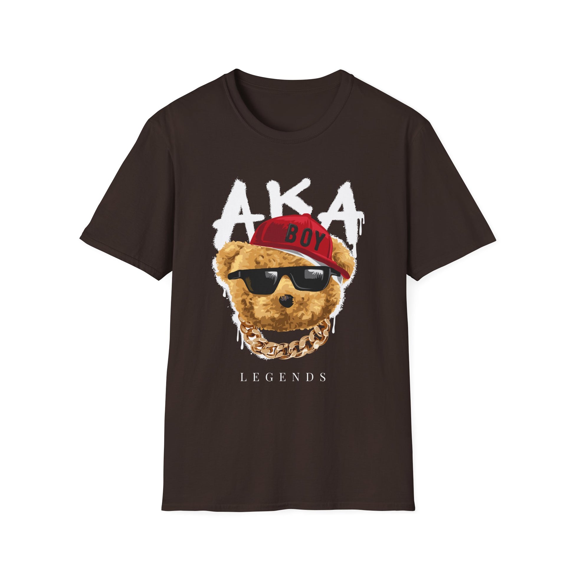 Trendy Graphic Tee: AKA Legends T-Shirt for Casual Wear, Gift for Bear Lovers, Stylish Summer Essential, Unisex Soft Tee Dark Chocolate