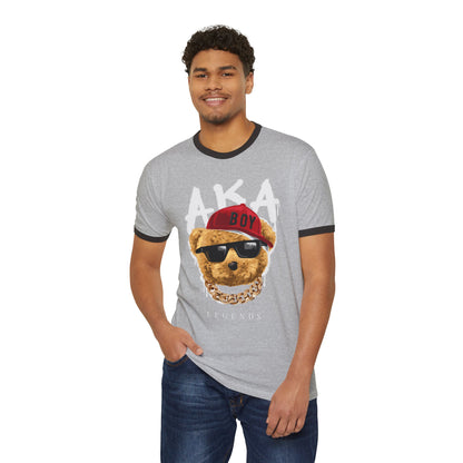 Cool Bear Graphic Ringer T-Shirt, Retro Style Tee, Unisex Casual Wear, Gift for Boys and Teens, Hip Hop Fashion Tee