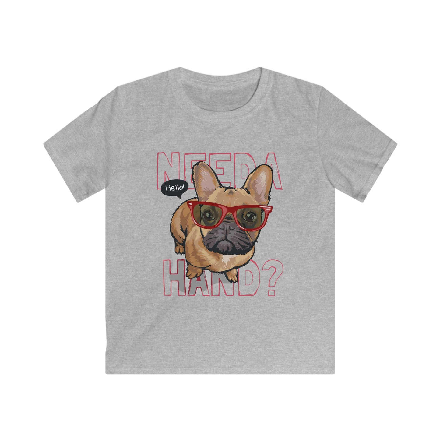 Kids French Bulldog Tee, Cute Dog Graphic Shirt, Fun Gift for Kids, Birthday Party Dress, Pet Lover Apparel Sport Grey