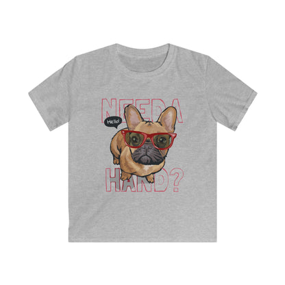 Kids French Bulldog Tee, Cute Dog Graphic Shirt, Fun Gift for Kids, Birthday Party Dress, Pet Lover Apparel Sport Grey