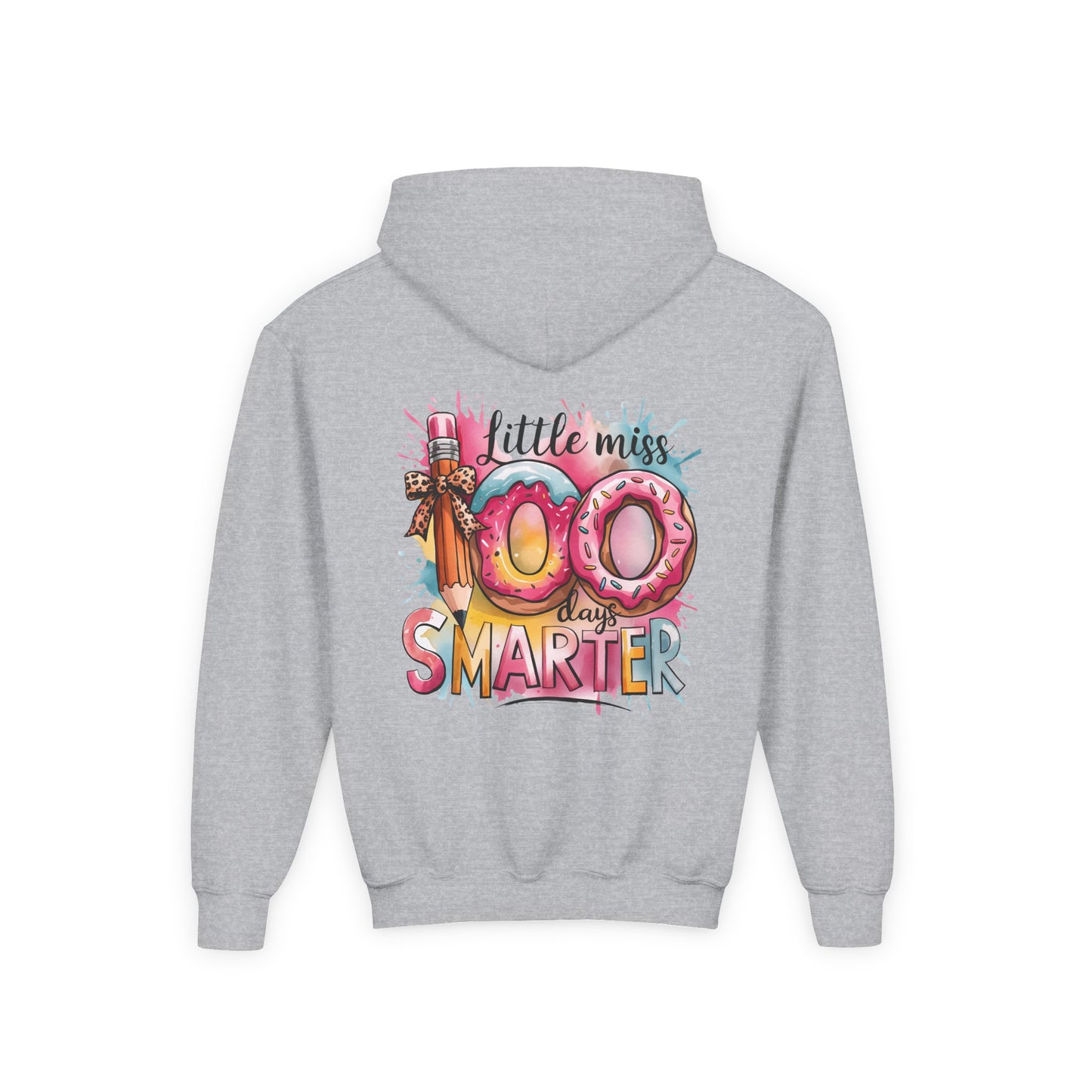 Youth Hooded Sweatshirt - Little Miss 100 Days Smarter Celebration Gift, Kids Birthday, School Milestone, Fun Apparel, Cute Kids Outfit