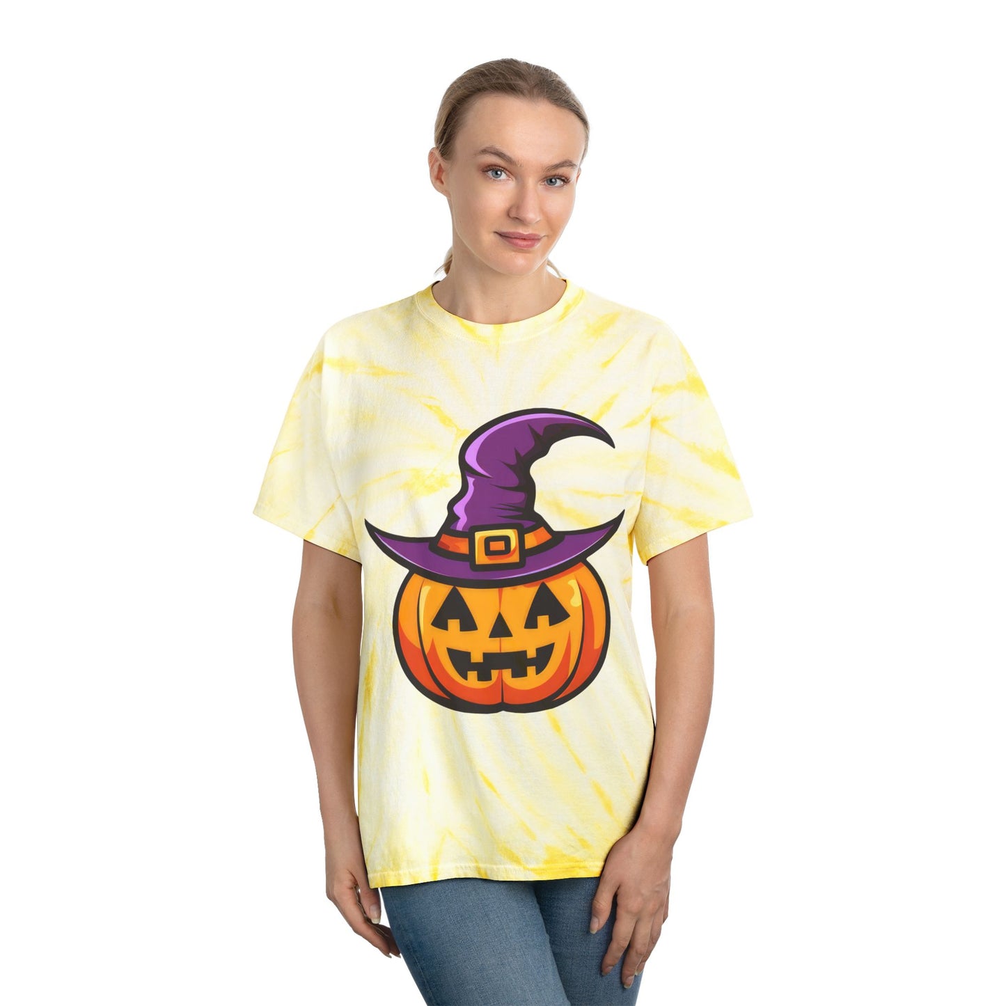 Whimsical Tie-Dye Tee, Bright Pumpkin Shirt, Halloween Apparel, Festive Clothing, Party Outfit, Gift for Fall Celebrations - Cozy Kawaii LLC