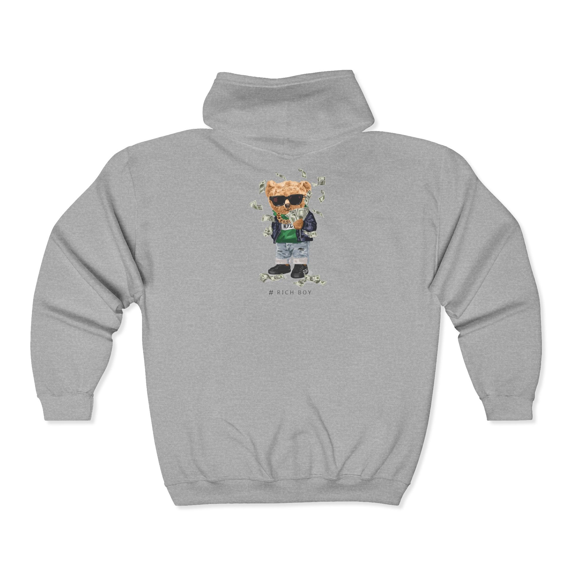 Cool Bear Graphic Zip-Up Hoodie, Unisex Sweatshirt for Casual Wear, Perfect Gift for Cat Lovers, Cozy Comfort for All Seasons, Birthday