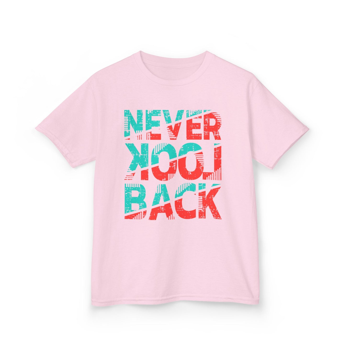 Never Look Back Kids Tee - Fun Graphic Tee, Youth Tee, Birthday Gift, Casual Wear, Motivational T-Shirt Light Pink