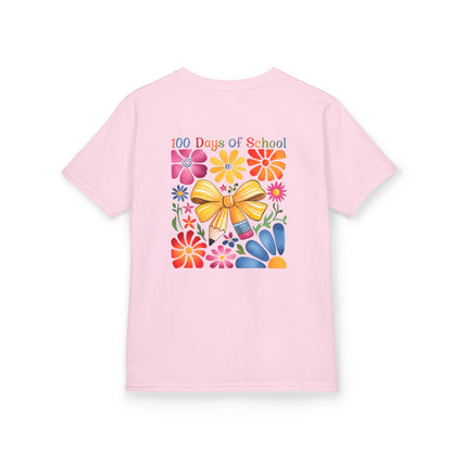Colorful 100 Days of School Kids Tee, Flower Print T-Shirt for Students, End of Year Celebration Shirt, Fun School Day Wear, Gift for Kids