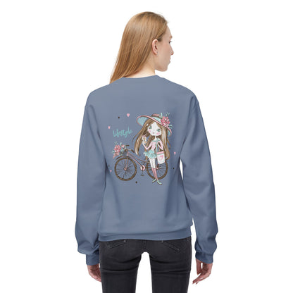 Chic Fleece Sweatshirt with Whimsical Bicycle Design - Perfect for Cozy Days, Gift for Cyclists, Cute Outfit for Spring, Birthday
