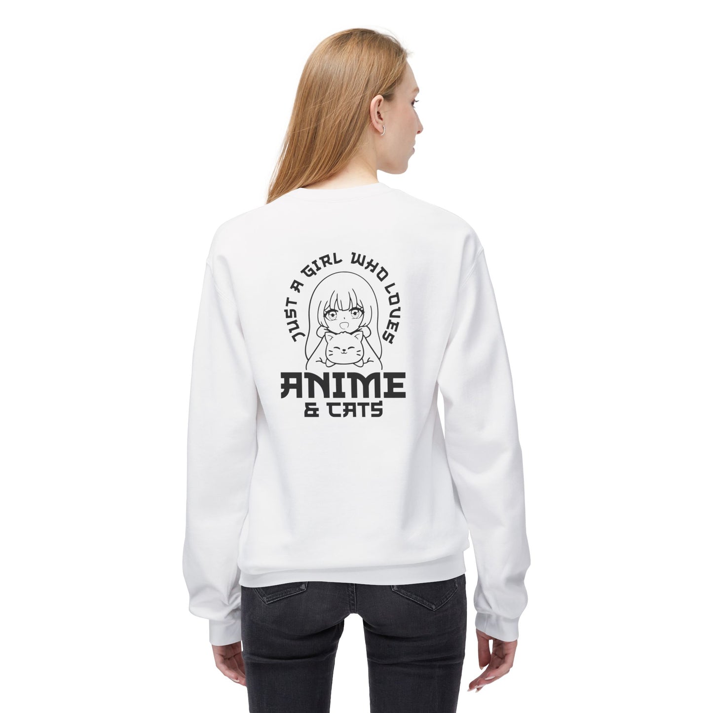 Anime & Cats Crewneck Sweatshirt, Cozy Gift for Anime Lovers, Cat Lover Apparel, Cute Anime Sweatshirt, Perfect for Casual Days