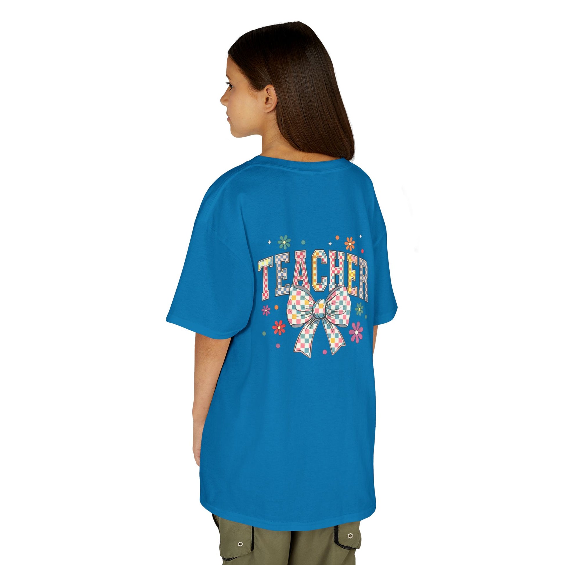 Teacher Kids Tee with Colorful Bow Design, Perfect for Back to School, Teacher Appreciation, Birthday Gift, Fun Classroom Wear