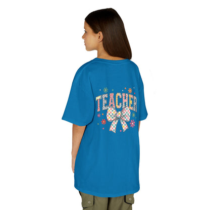 Teacher Kids Tee with Colorful Bow Design, Perfect for Back to School, Teacher Appreciation, Birthday Gift, Fun Classroom Wear