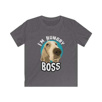 Kids Funny Pet Tee - I'm Hungry Boss Graphic T-Shirt, Gift for Dog Lovers, Birthday Present, Animal Tee, Cute Kid's Apparel Charcoal