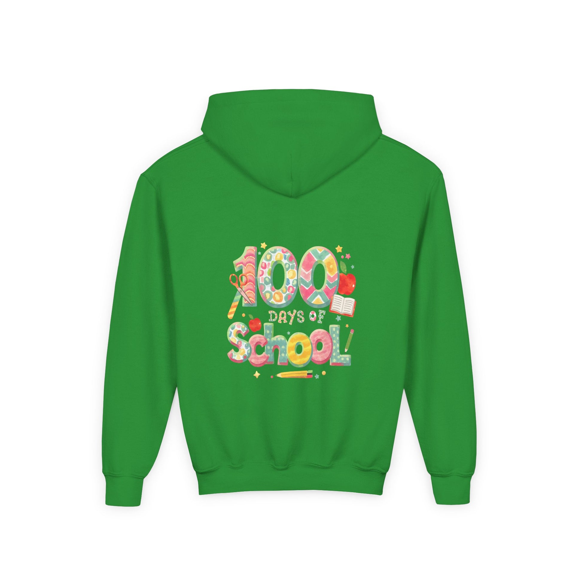 100 Days of School Youth Hoodie, Colorful School Spirit Sweatshirt, Kids Celebration Hoodie, Perfect for School Events, Fun Memory Gear