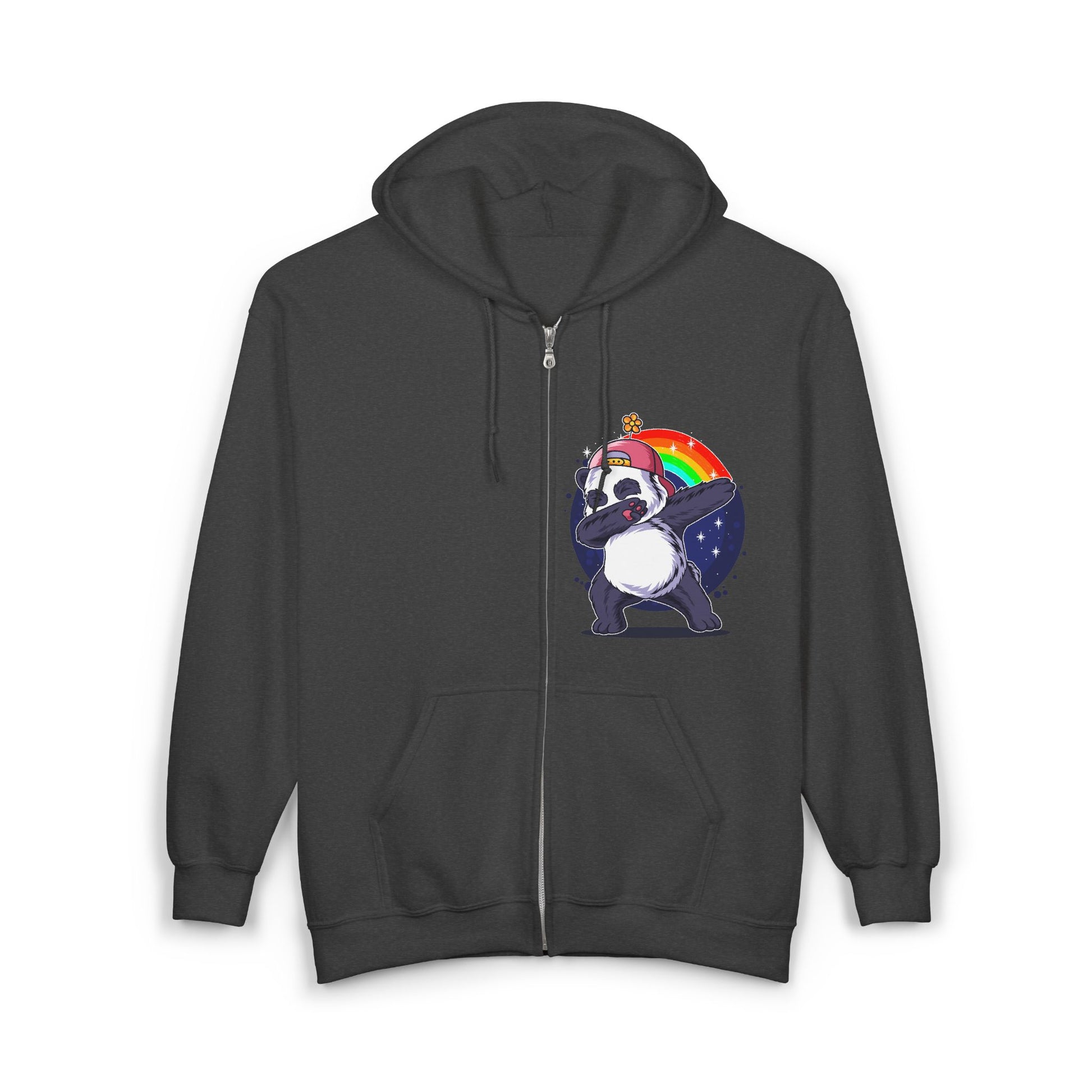 Panda Dabbing Rainbow Zip Hoodie