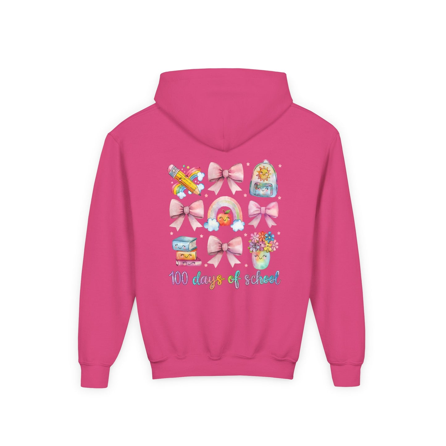100 Days of School Youth Hoodie, Fun School Celebration Sweatshirt, Kids Birthday Gift, Classroom Outfit, Colorful School Spirit Apparel