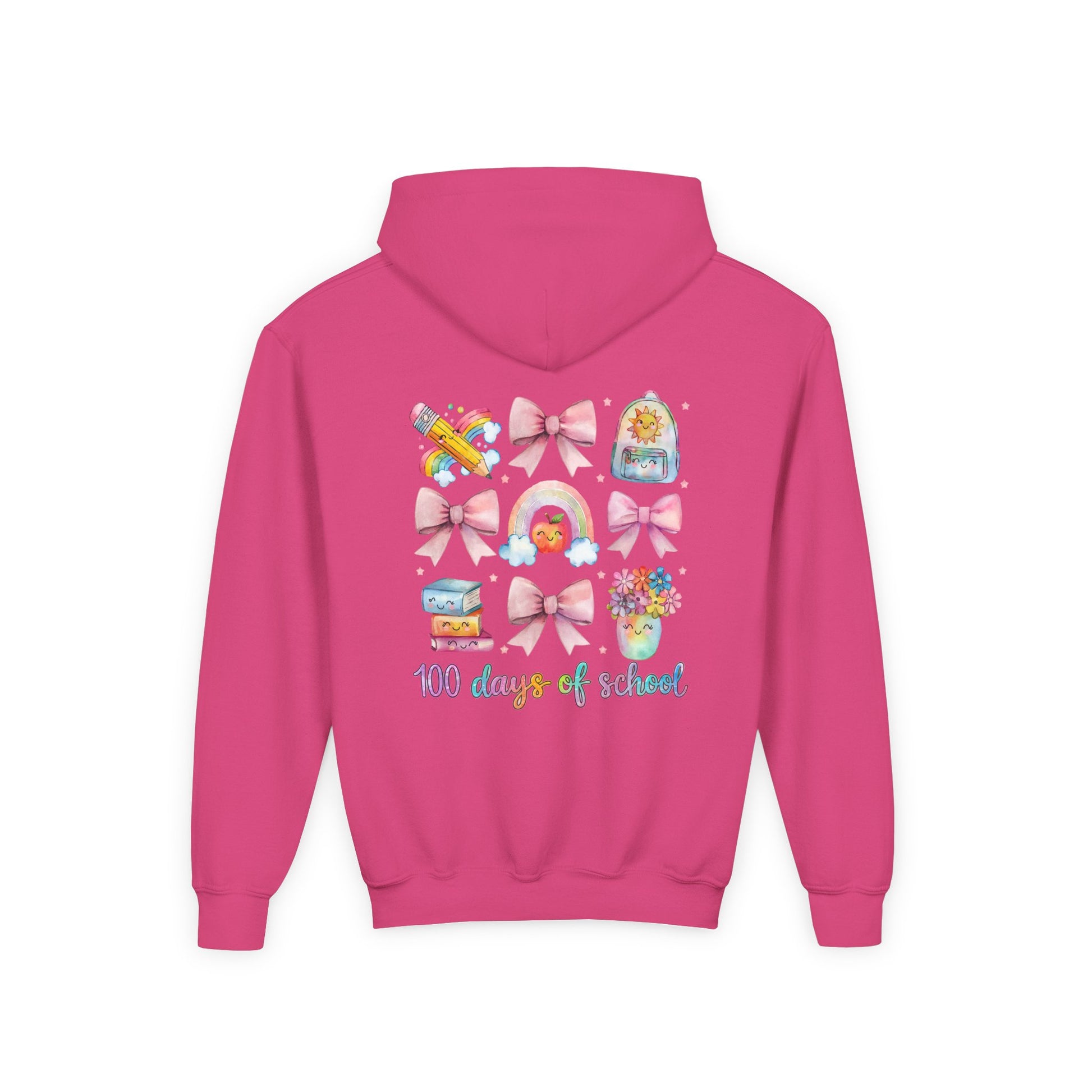 100 Days of School Youth Hoodie, Fun School Celebration Sweatshirt, Kids Birthday Gift, Classroom Outfit, Colorful School Spirit Apparel