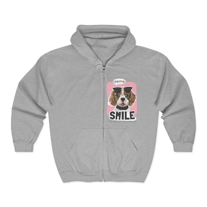 Cavalier King Charles Spaniel Sunglasses Zip Hoodie Sport Grey