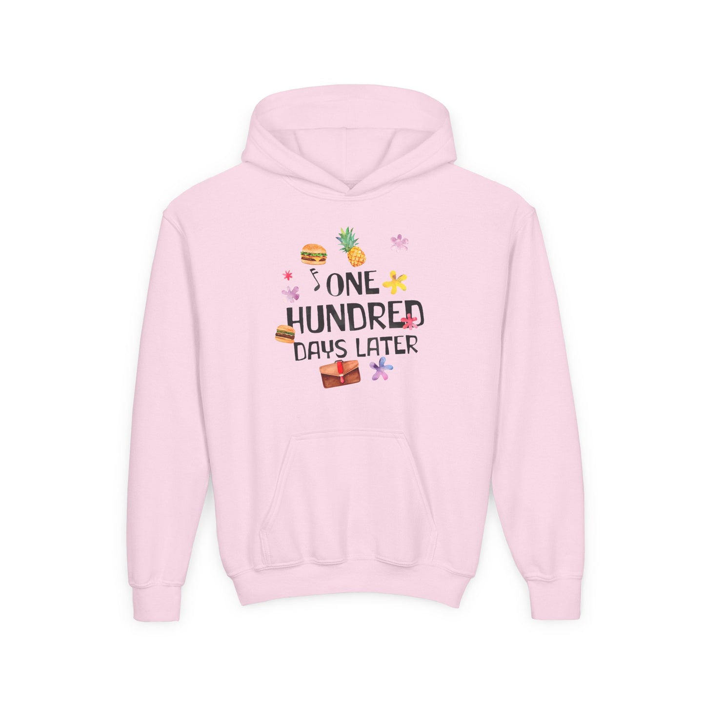 One Hundred Days Later Youth Hoodie, Fun Sweater for Kids, Cozy Gift for Birthdays, Celebrations, and Comfy Days
