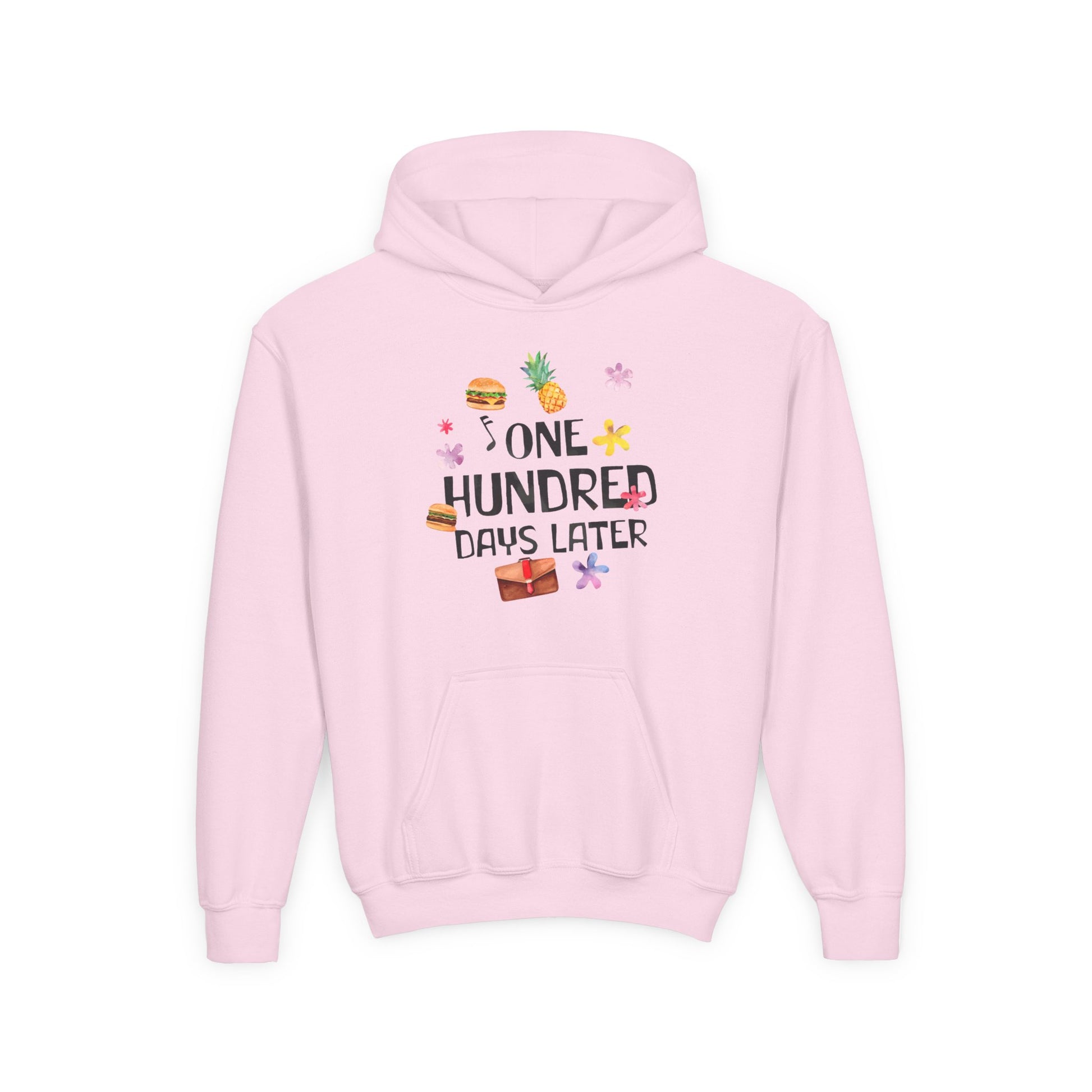 One Hundred Days Later Youth Hoodie, Fun Sweater for Kids, Cozy Gift for Birthdays, Celebrations, and Comfy Days