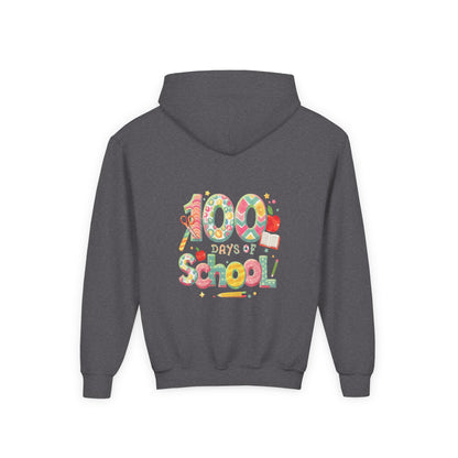 100 Days of School Youth Hoodie, Colorful School Spirit Sweatshirt, Kids Celebration Hoodie, Perfect for School Events, Fun Memory Gear