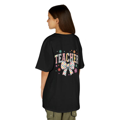Teacher Kids Tee with Colorful Bow Design, Perfect for Back to School, Teacher Appreciation, Birthday Gift, Fun Classroom Wear
