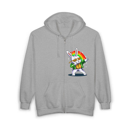 Dabbing Easter Bunny Full Zip Hoodie Sweatshirt - Classic Fit