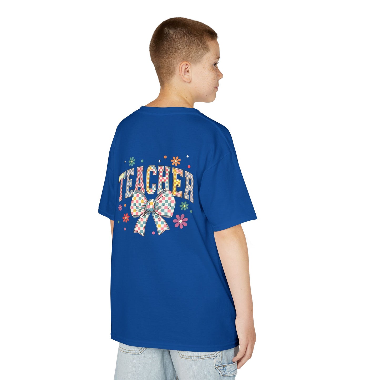 Teacher Kids Tee with Colorful Bow Design, Perfect for Back to School, Teacher Appreciation, Birthday Gift, Fun Classroom Wear