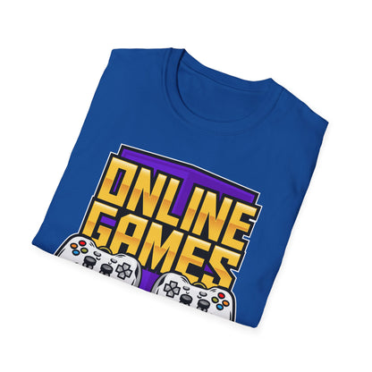 Unisex Softstyle Gaming T-Shirt, Retro Online Games Tee, Gift for Gamers, Casual Wear, Birthday and Holiday Apparel