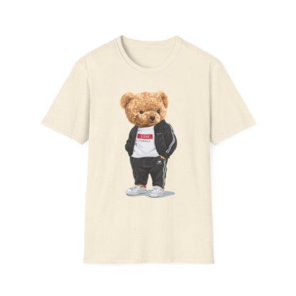 Casual Graphic Tee: Trendy Bear Design, Fun Unisex T-Shirt, Perfect for Gifts, Casual Wear, Everyday Style Natural